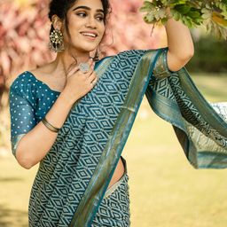 Anouk Rustic Zari Block Print Saree image 3