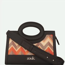 ZOUK Zoe Tidal Wave Geometric Textured Structured Jute Sling Bag-32