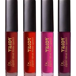 TILKOR Set Of 4 Mini Matte Liquid Lipsticks - Rose Red - 1.5 ml Each-29