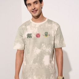 7 Alt by Pantaloons Men Floral Printed Round Neck Cotton Relaxed Fit T-shirt-image-50