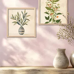 Kotart Brown & Green 2 Pieces Floral And Botanical Wood Wall Art-14