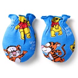 babyhug disney Babyhug Interlock Knit Caps Mittens & Booties Set With Winnie The Pooh Print - Blue image 5