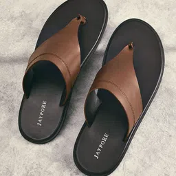 JAYPORE Men Textured Open Toe Flats image 5