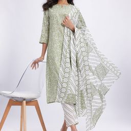Anouk Rustic Ethnic Motifs Print Kurta & Trousers with Dupatta image 2
