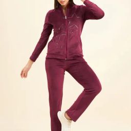 Sweet Dreams Maroon Printed Sports Jacket Track Pants Set-picture-9