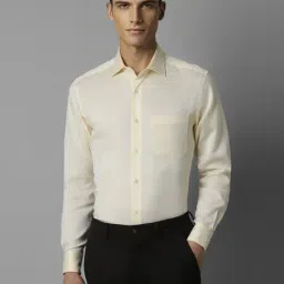 Louis Philippe Yellow Cotton Regular Fit Texture Shirt-image-19