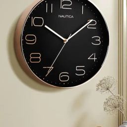 NAUTICA Black & Rosegold Plastic Modern Wall Clock With Quartz Silent Sweep Technology-47