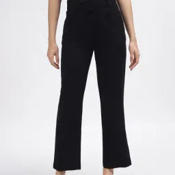 Elle Black Straight Fit High Rise Trousers-image-46