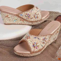 Princess by Metro Women's Rose Gold Ethnic Wedges-image-5