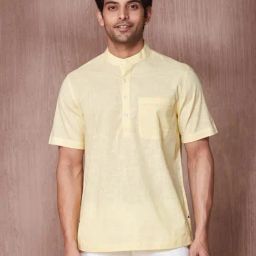 Fabindia Yellow Cotton Comfort Fit Shirt-image-69