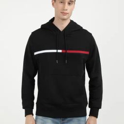 Tommy Hilfiger Black Cotton Regular Fit Printed Hooded Sweatshirts-19
