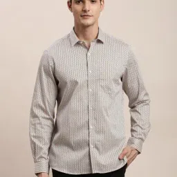 Turtle Grey Cotton Slim Fit Printed Shirt-image-13