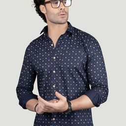 ALMATY Men Comfort Slim Fit Opaque Printed Casual Shirt-image-4