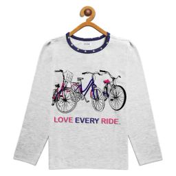 Ladore Kids Grey Melange Cotton Printed T-Shirt-image-70