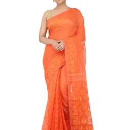 Pinkloom Orange Woven Jamdani Saree-picture-14