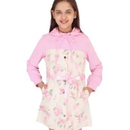 Cutecumber Kids Pink Floral Print Dress & Ribbon Belt-image-55