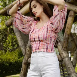 Sera Multicolor Printed V-Neck Top-image-19