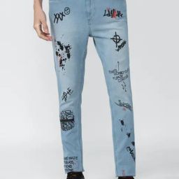 Forever 21 Blue Regular Fit Printed Jeans-image-65