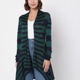 Vero Moda Green & Navy Striped Long Shrug-image-20