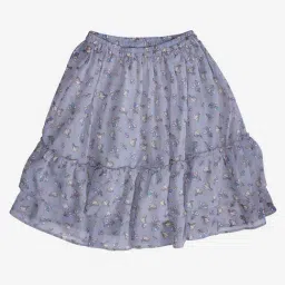 Kiddopanti Kids Grey Floral Print Skirt-image-89