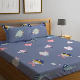 Klotthe Character based Multicolor 210 TC Cotton King Bedsheet with 2 Pillow Covers-image-80