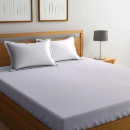 Bianca Hilton Stripes White 210 TC Cotton Double Bedsheet with 2 Pillow Covers-6