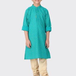 Fabindia Kids Blue Cotton Printed Full Sleeves Kurta-image-51