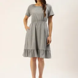 BRINNS Grey Midi A Line Dress-image-23