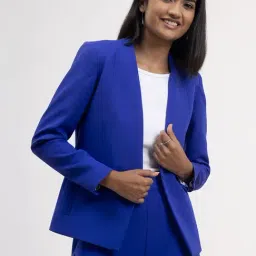 Fablestreet Blue Regular Fit Blazer-image-16