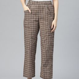 Popnetic Checked High-Rise Pleated Cargos-picture-13