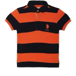 U.S. Polo Assn. Kids Orange & Black Striped Polo T-Shirt-picture-40