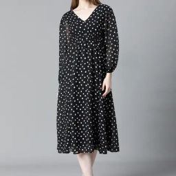 Oxolloxo Black & White Printed Midi Dress-25