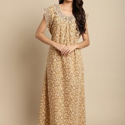 Secret Wish Floral Printed Pure Cotton Regular Maxi Nightdress-picture-3