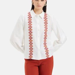 Kazo White Embroidered Shirt-image-86