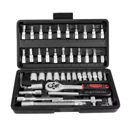 CATRON 6.35 mm (1/4 inch) Hand Tool Kit Wrench Socket Set With Screwdriver for Bike & Car (Set of 46 pcs)-image-4
