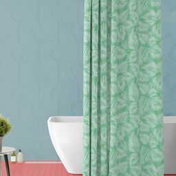 ArtzFolio White & Green Printed Waterproof Shower Curtain-image-70