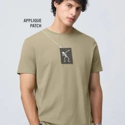 The Souled Store Brown Relaxed Fit Embroidered T-Shirt-image-19