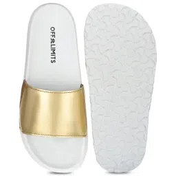 OFF LIMITS Women's Golden & White Slides image 3