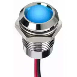 RS PRO Blue Panel Mount Indicator 12V DC, Mounting Hole Size 14 mm, Termination Type Lead Wires, IP Rating IP67, Model No 1301082-22