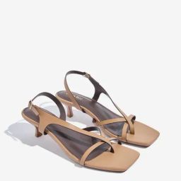 LUNA BLU by Westside Dark Beige Kitten Slingback Sandals-image-72