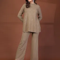Mafadeny Self Design High Neck Tunic With Trouser-picture-45