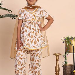 Cutiekins Girls Floral Printed Regular Gotta Patti Kurta with Palazzos & Dupatta-picture-45