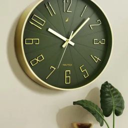 NAUTICA Matt Green & Gold Plastic Modern Wall Clock With Quartz Silent Sweep Technology-15