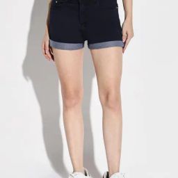 SHOWOFF Dark Blue Denim Slim Fit Shorts-image-87