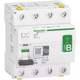 Schneider Electric Type B-SI 4 Pole Acti9 Range 80 A RCCB, A9Z61480-9