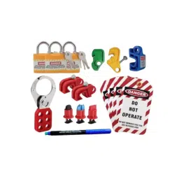 Asian Loto Small Lockout Tagout Kit With Padlock Hasp Tag & MCB Lockout With Pen, ALC-SKT 1-13