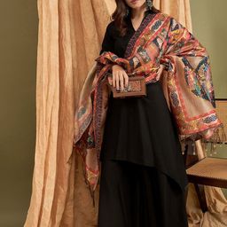 InWeave Mandarin Collar Straight Kurta with Palazzos & Dupatta-46