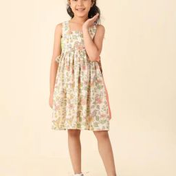 Fabindia Kids Off White Printed Dress-picture-14