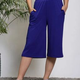 Sera Royal Blue Regular Fit High rise Capris-picture-41