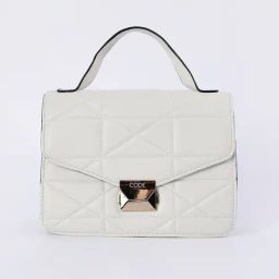 Code by Lifestyle White Quilted Handbag-image-9